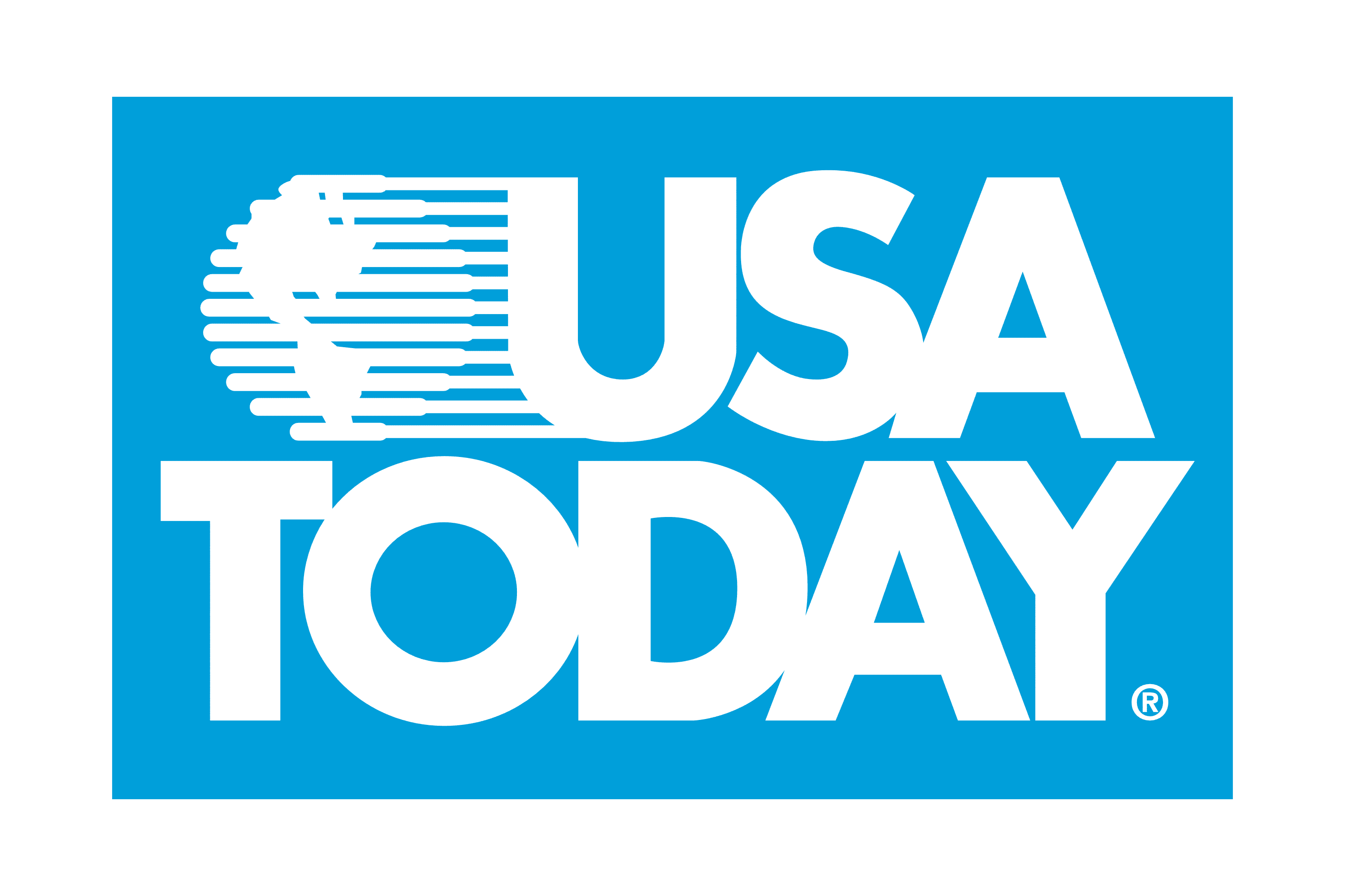 A blue and white logo for usa today.