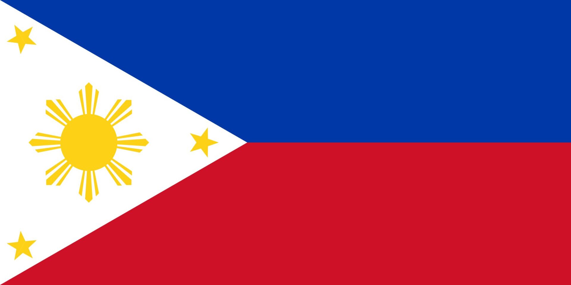 A flag of the philippines with two stars on it.